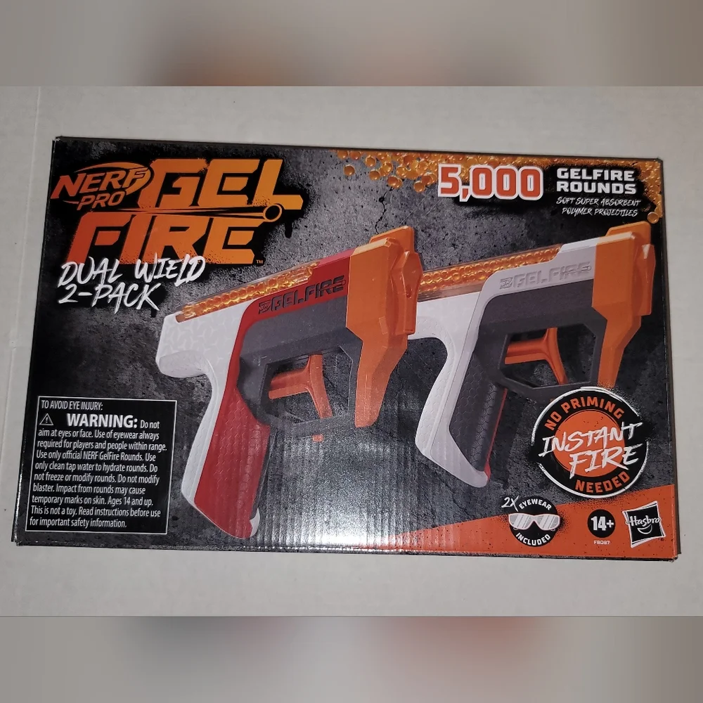 Nerf Pro Gel Fire Dual Wield 2-Pack guns pistols water Bead like red white black